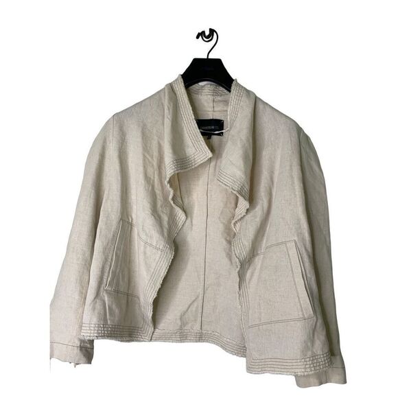 Lafayette 148 linen cotton blazer jacket burlap cream women's size large - Picture 1 of 5